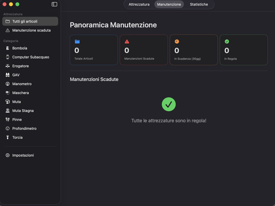 Maintenance history with PDF attachments and status